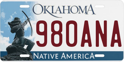 OK license plate 980ANA