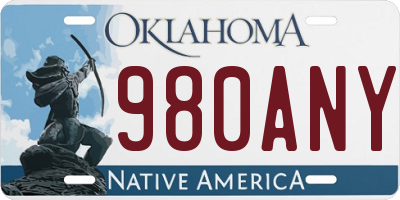 OK license plate 980ANY