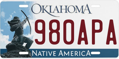 OK license plate 980APA