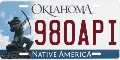 OK license plate 980API