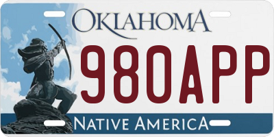 OK license plate 980APP