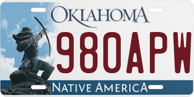 OK license plate 980APW