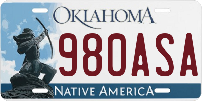 OK license plate 980ASA