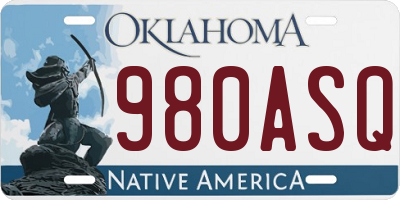 OK license plate 980ASQ