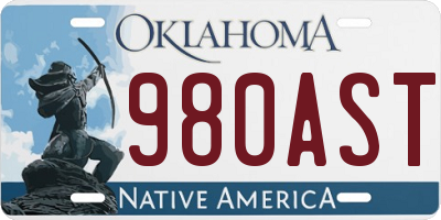 OK license plate 980AST