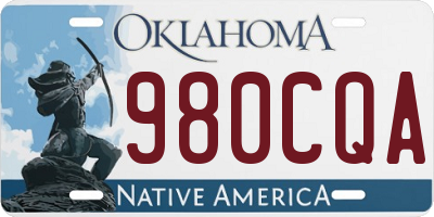 OK license plate 980CQA