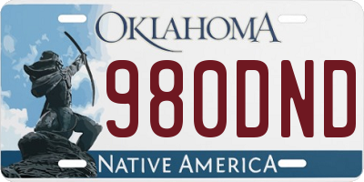 OK license plate 980DND