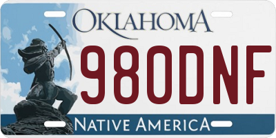 OK license plate 980DNF