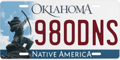 OK license plate 980DNS