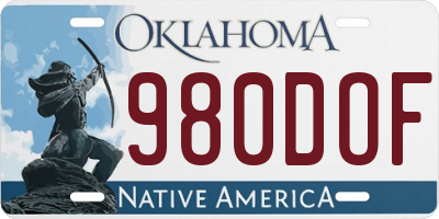 OK license plate 980DOF