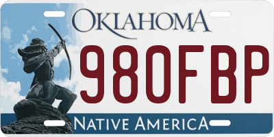 OK license plate 980FBP