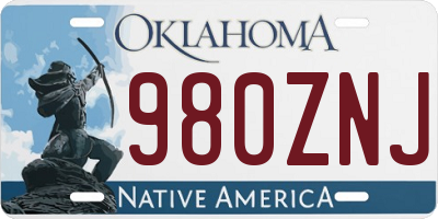 OK license plate 980ZNJ