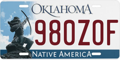 OK license plate 980ZOF