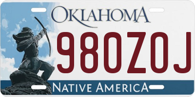 OK license plate 980ZOJ