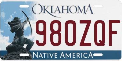 OK license plate 980ZQF