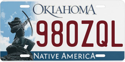 OK license plate 980ZQL
