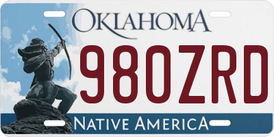 OK license plate 980ZRD