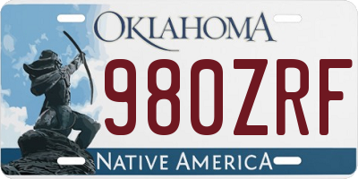 OK license plate 980ZRF
