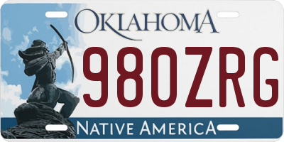 OK license plate 980ZRG