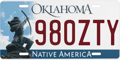 OK license plate 980ZTY