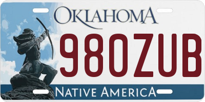 OK license plate 980ZUB