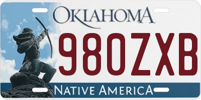 OK license plate 980ZXB