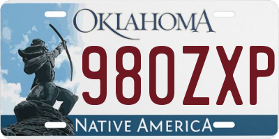 OK license plate 980ZXP