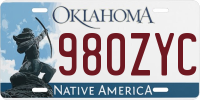 OK license plate 980ZYC