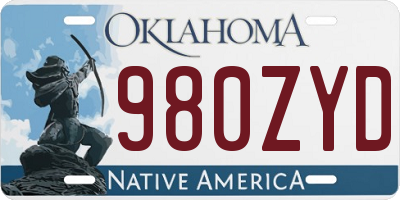 OK license plate 980ZYD