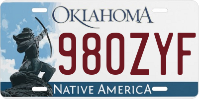 OK license plate 980ZYF