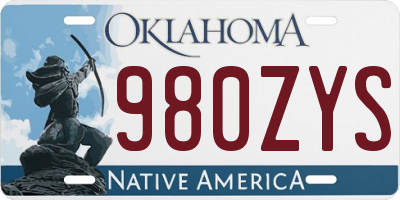 OK license plate 980ZYS