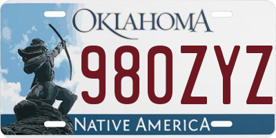 OK license plate 980ZYZ