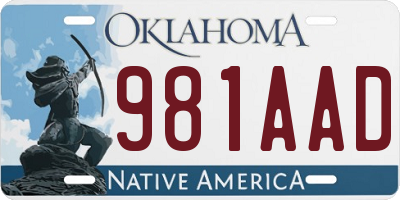 OK license plate 981AAD