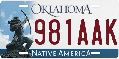 OK license plate 981AAK