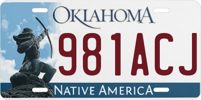 OK license plate 981ACJ