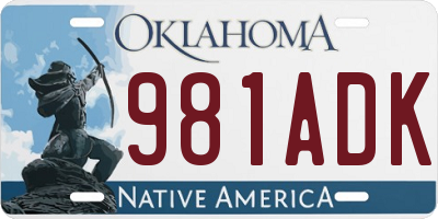 OK license plate 981ADK