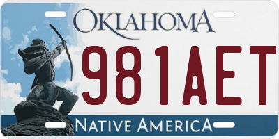 OK license plate 981AET