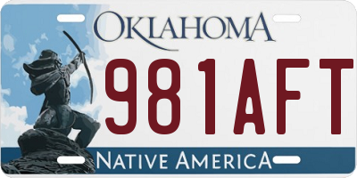OK license plate 981AFT