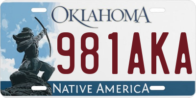 OK license plate 981AKA
