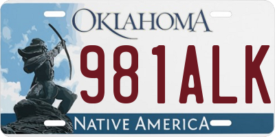 OK license plate 981ALK