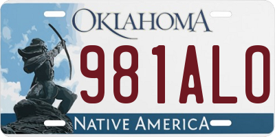 OK license plate 981ALO