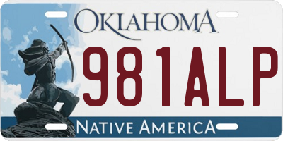OK license plate 981ALP