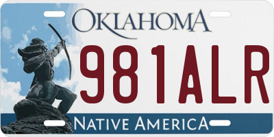 OK license plate 981ALR