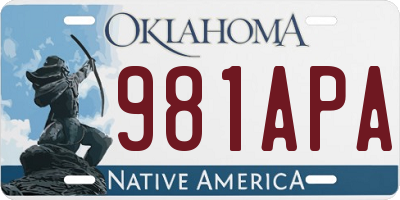 OK license plate 981APA