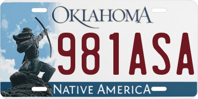 OK license plate 981ASA
