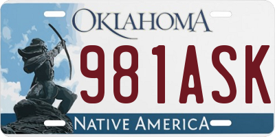 OK license plate 981ASK