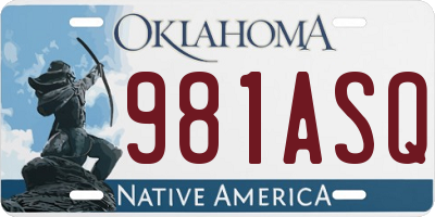 OK license plate 981ASQ