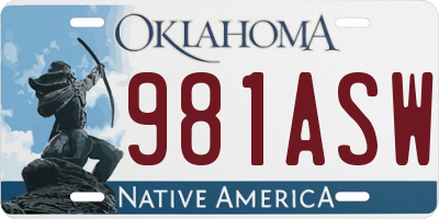 OK license plate 981ASW