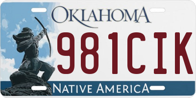 OK license plate 981CIK
