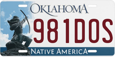 OK license plate 981DOS